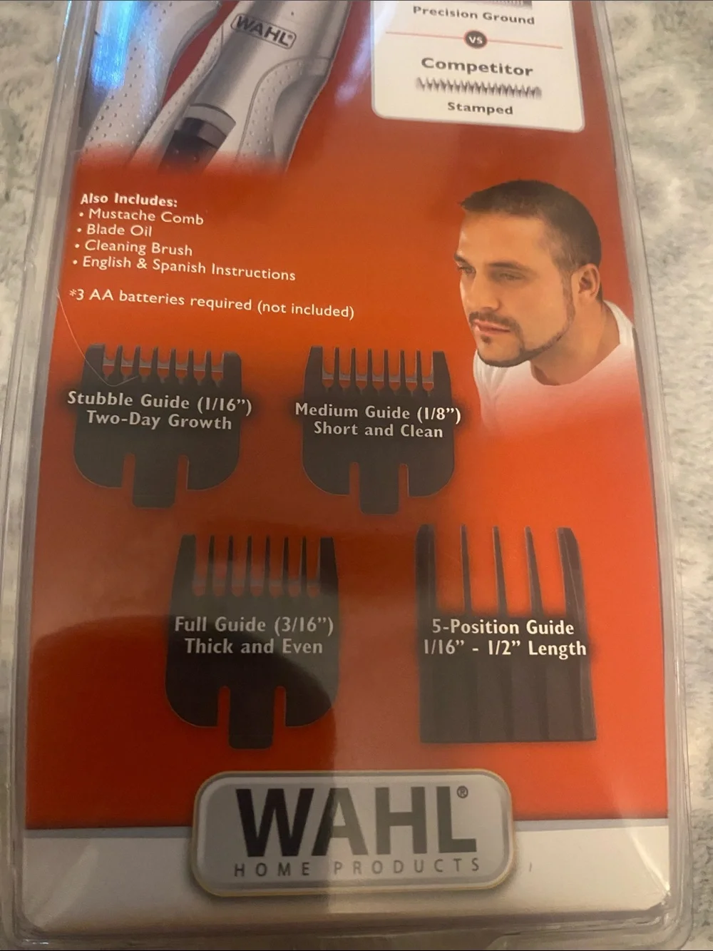 Wahl Silver Mustache & Beard Trimmer Kit with Guide Combs